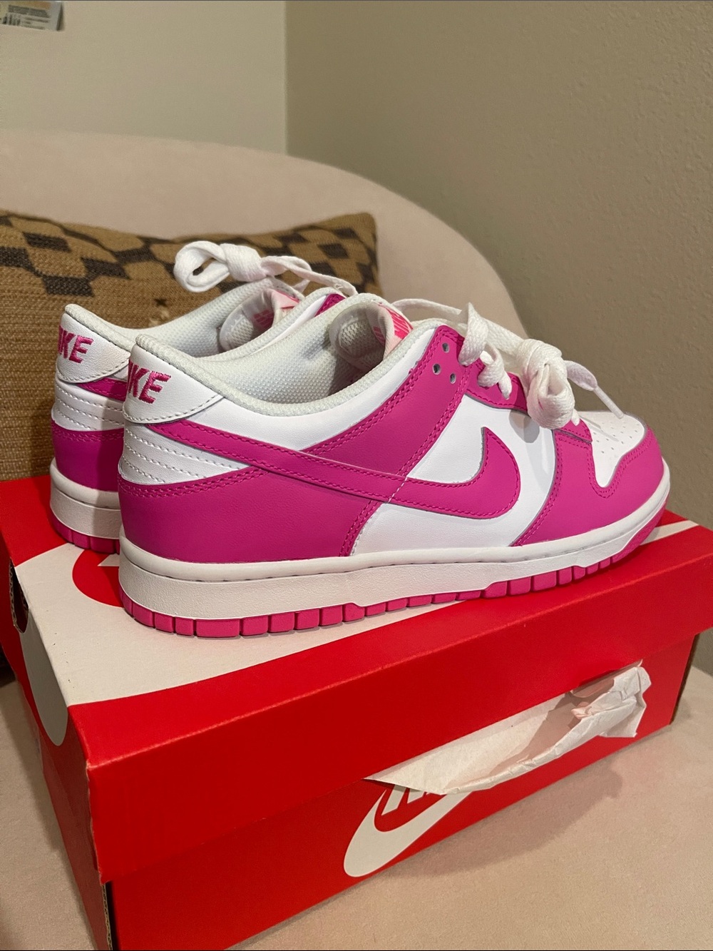 Nike Dunk Low Pink and White Low-Top Sneakers